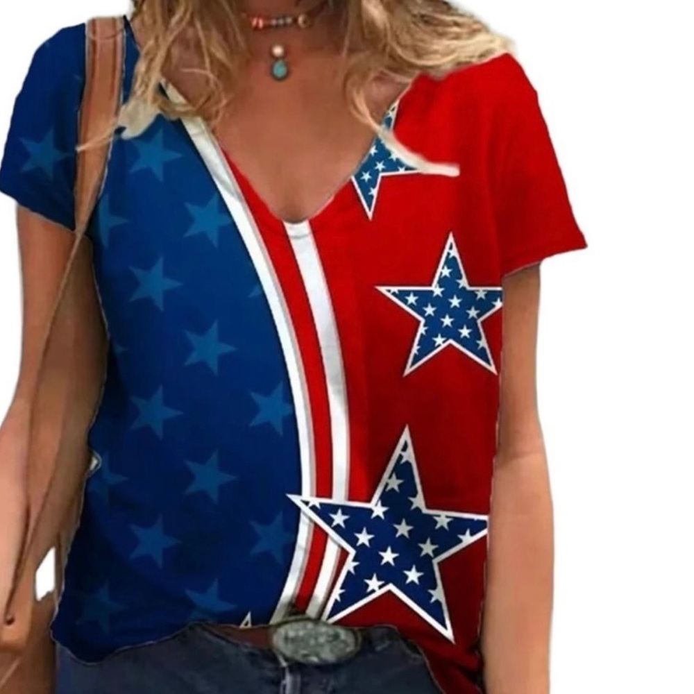 Stars and Stripes V-neck T-shirt
